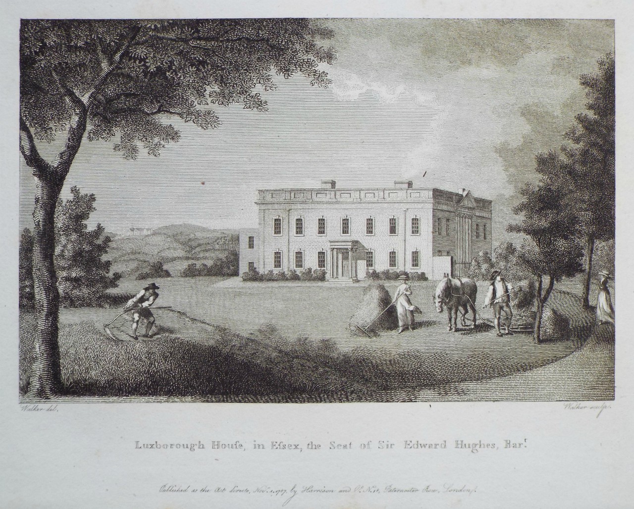 Print - Luxborough House, in Essex, the Seat of Sir Edward Hughes, Bart. - 