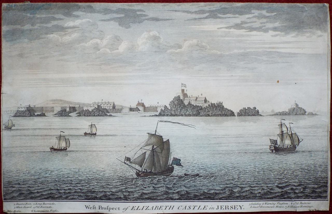 Print - West Prospect of Elizabeth Castle in Jersey. - Toms