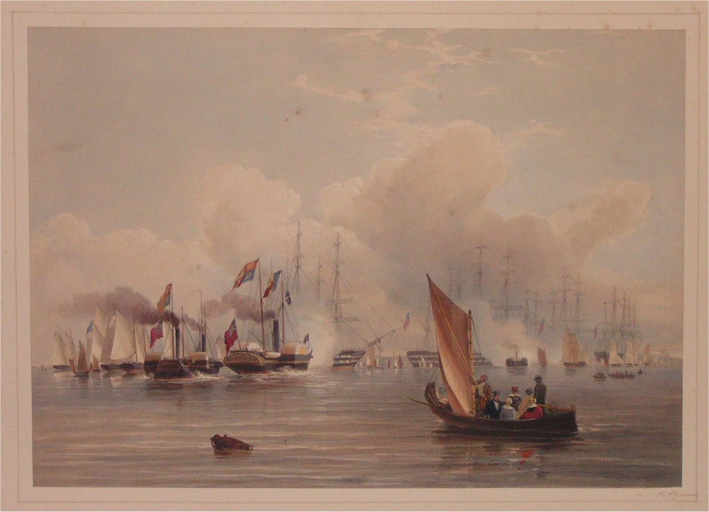 Lithograph - Litho of fleet review at Spithead (2)