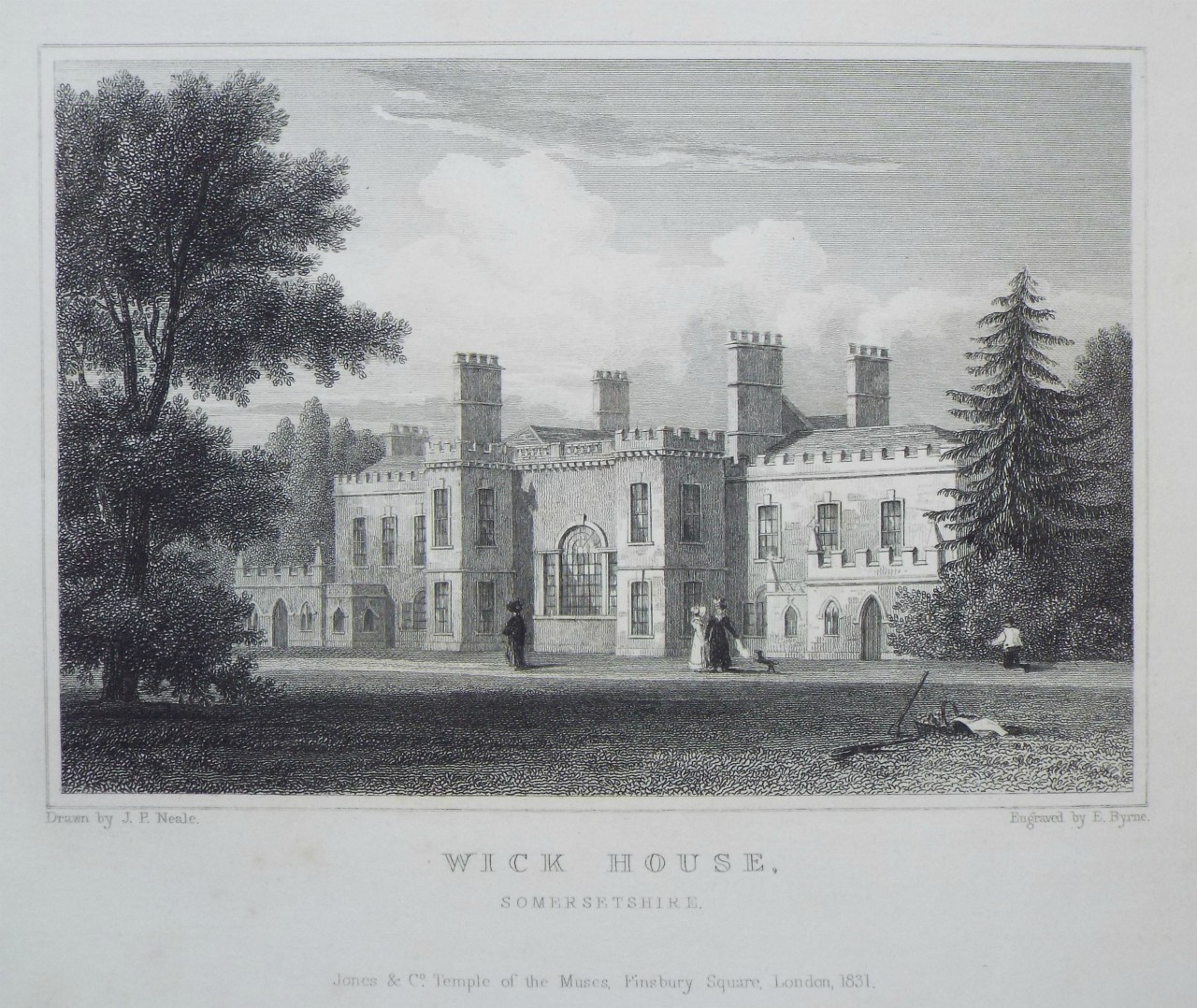 Print - Wick House, Somersetshire. - Byrne