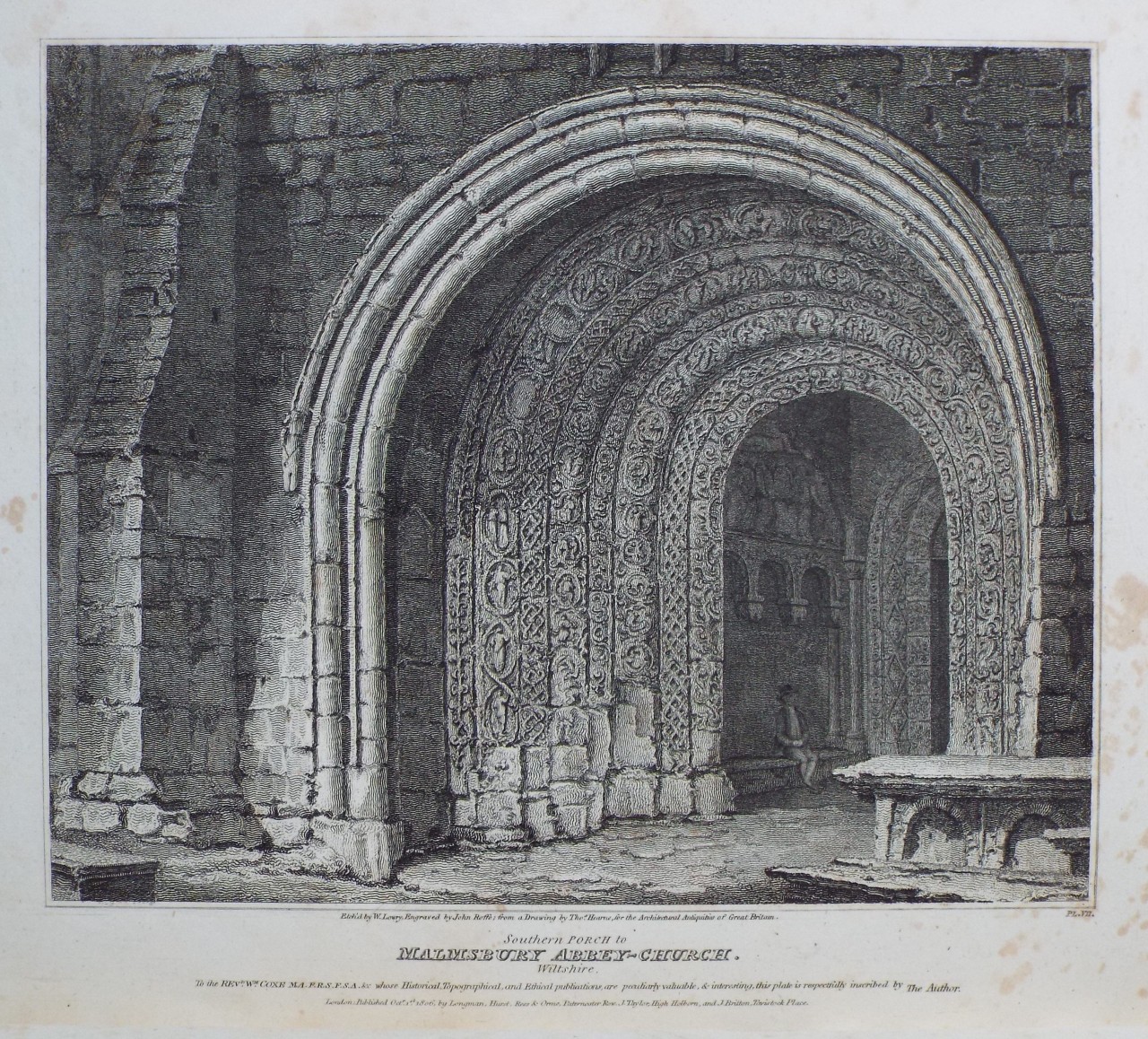 Print - Southern Porch to Malmsbury Abbey-Church. Wiltshire. - Roffe