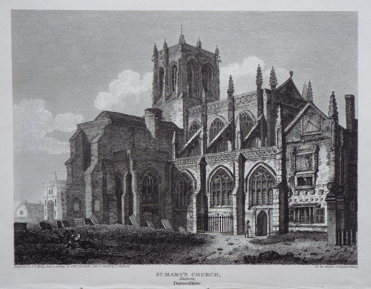 Print - St. Mary's Church, Sherborn, Dorsetshire. - Busby