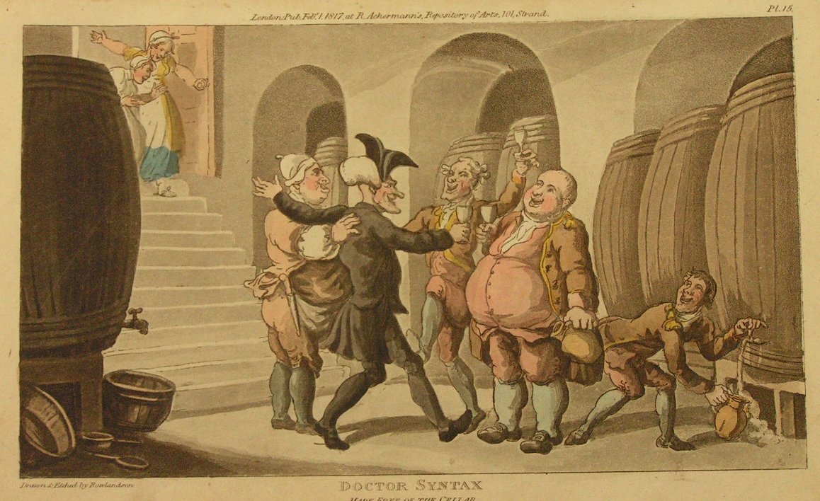 Aquatint - Doctor Syntax Made Free of the Cellar - Rowlandson