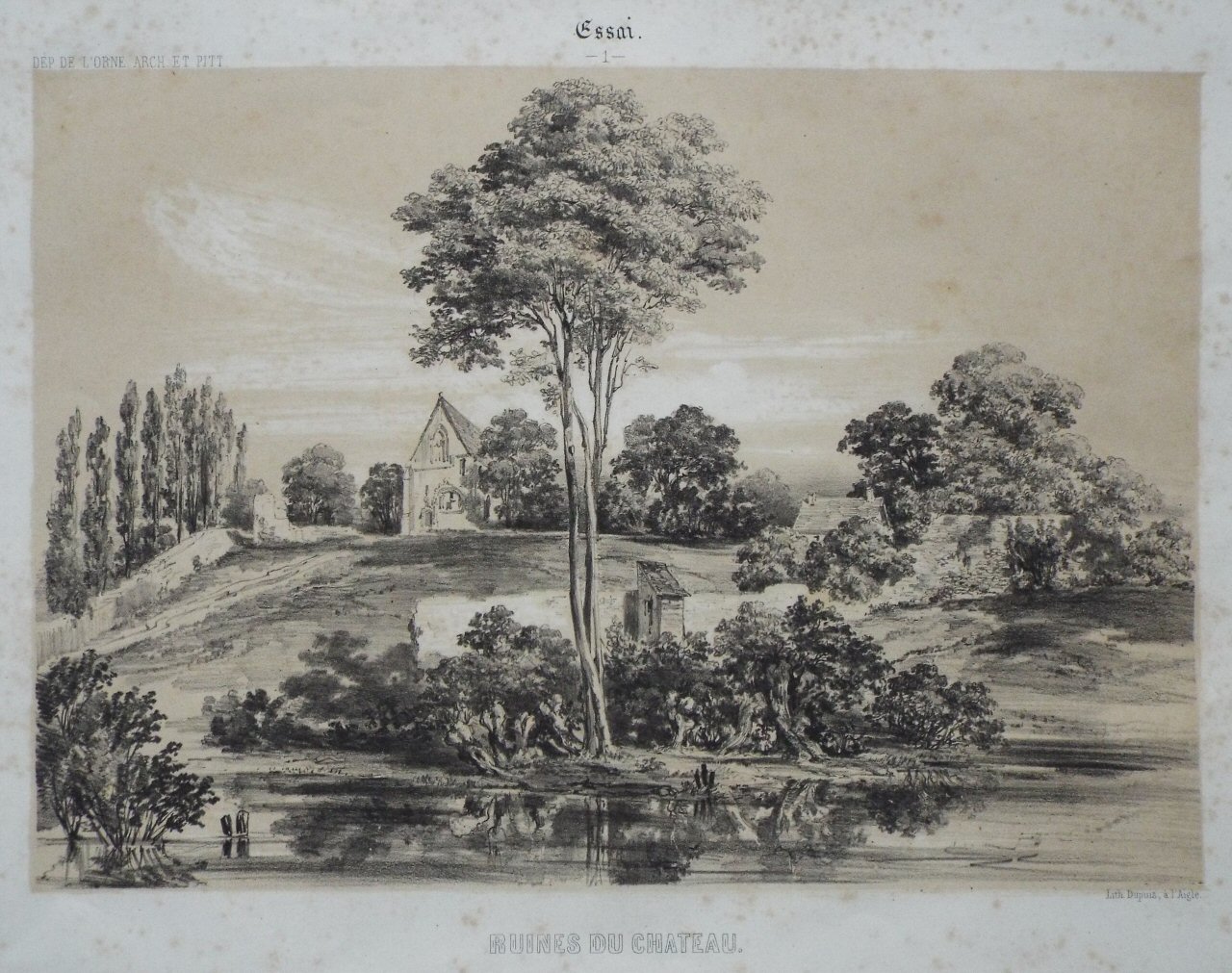 Lithograph - Essai. 1 Ruines du Chateau