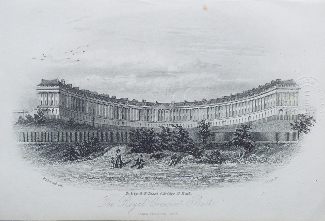 Steel Vignette - The Royal Crescent, Bath. Taken from the Park. - Shury