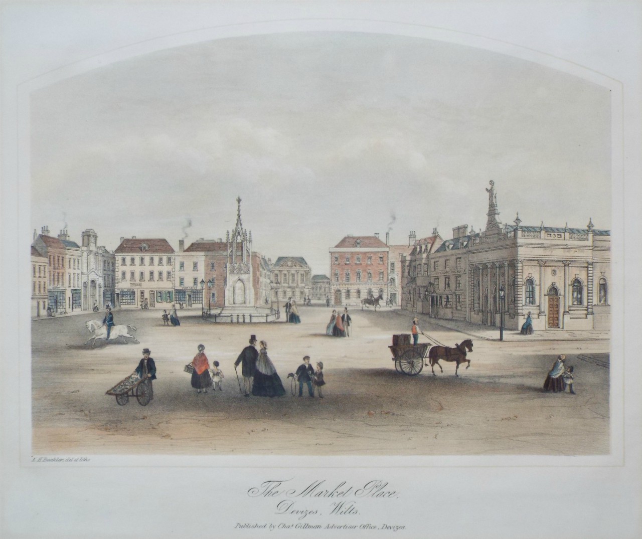 Lithograph - The Market Place, Devizes, Wilts. - Buckler