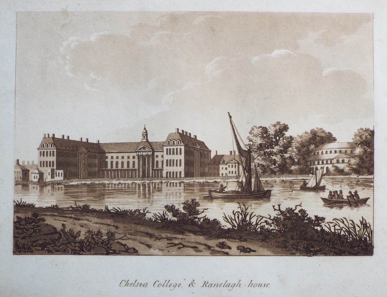 Aquatint - Chelsea College, & Ranelagh - house - Ireland