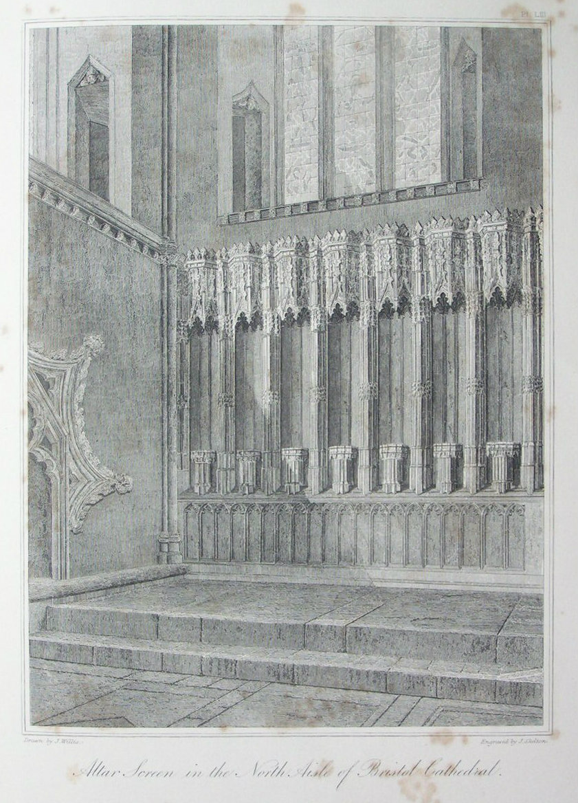 Etching - Altar Screen in the Nort Aisle of Bristol Cathedral. - Skelton