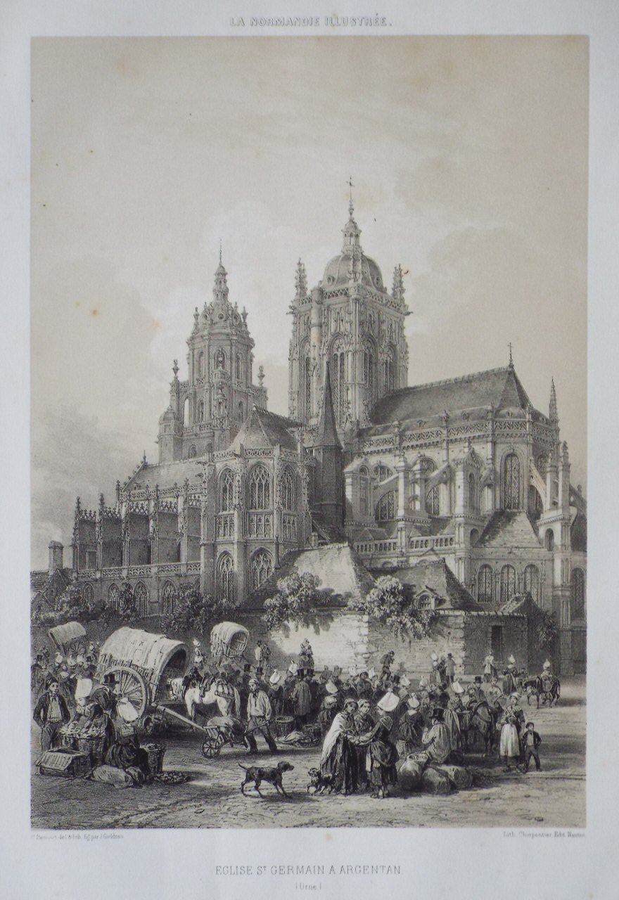 Lithograph - Eglise St. Germain a Argentan. (Orne) - Benoist