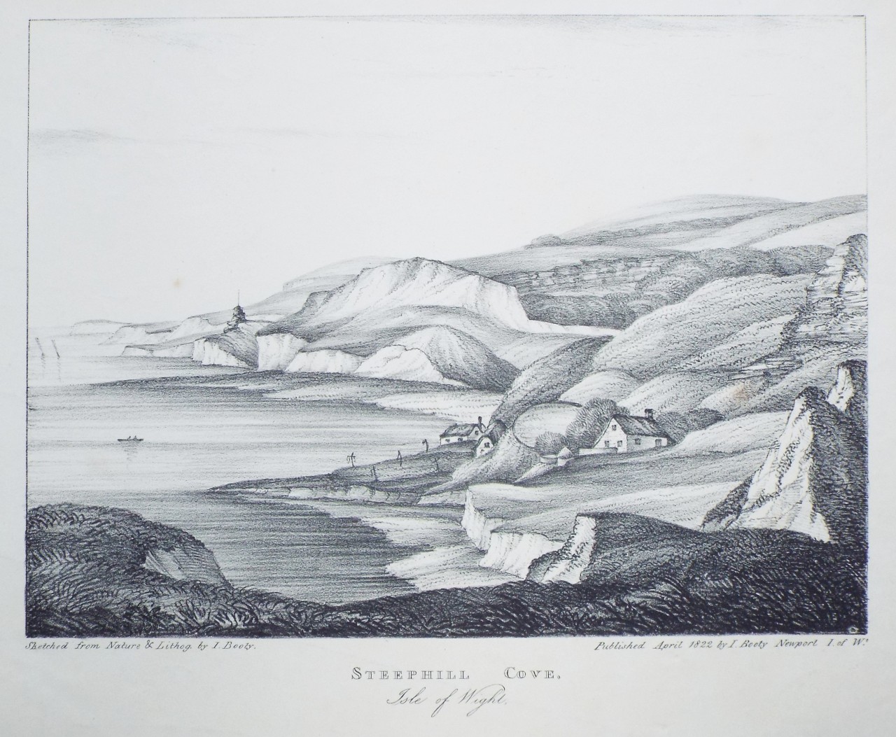 Lithograph - Steephill Cove. Isle of Wight. - Booty