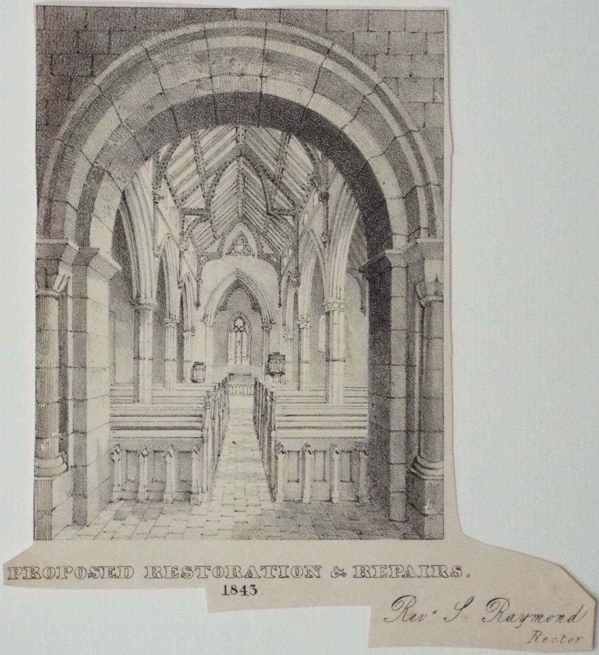 Lithograph - Proposed Restoration & Repairs, 1843 Rev. S. Raymond Rector