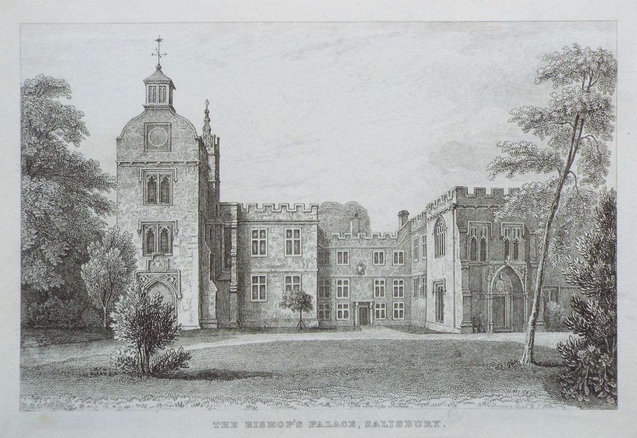 Etching - The Bishop's Palace, Salisbury.