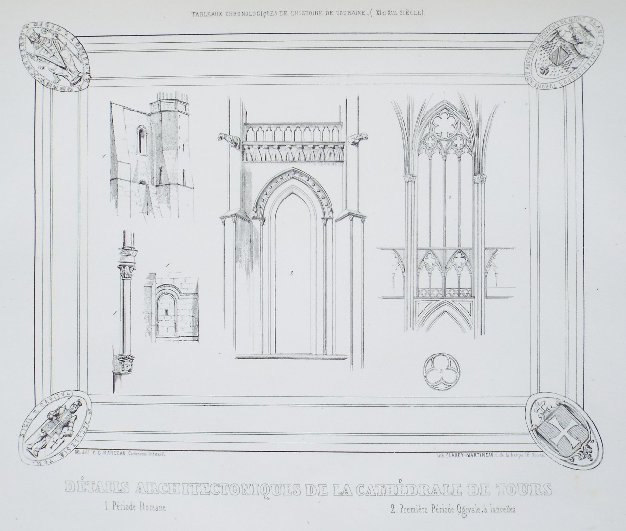 Lithograph - Details Architectoniques de la Cathedrale de Tours.
