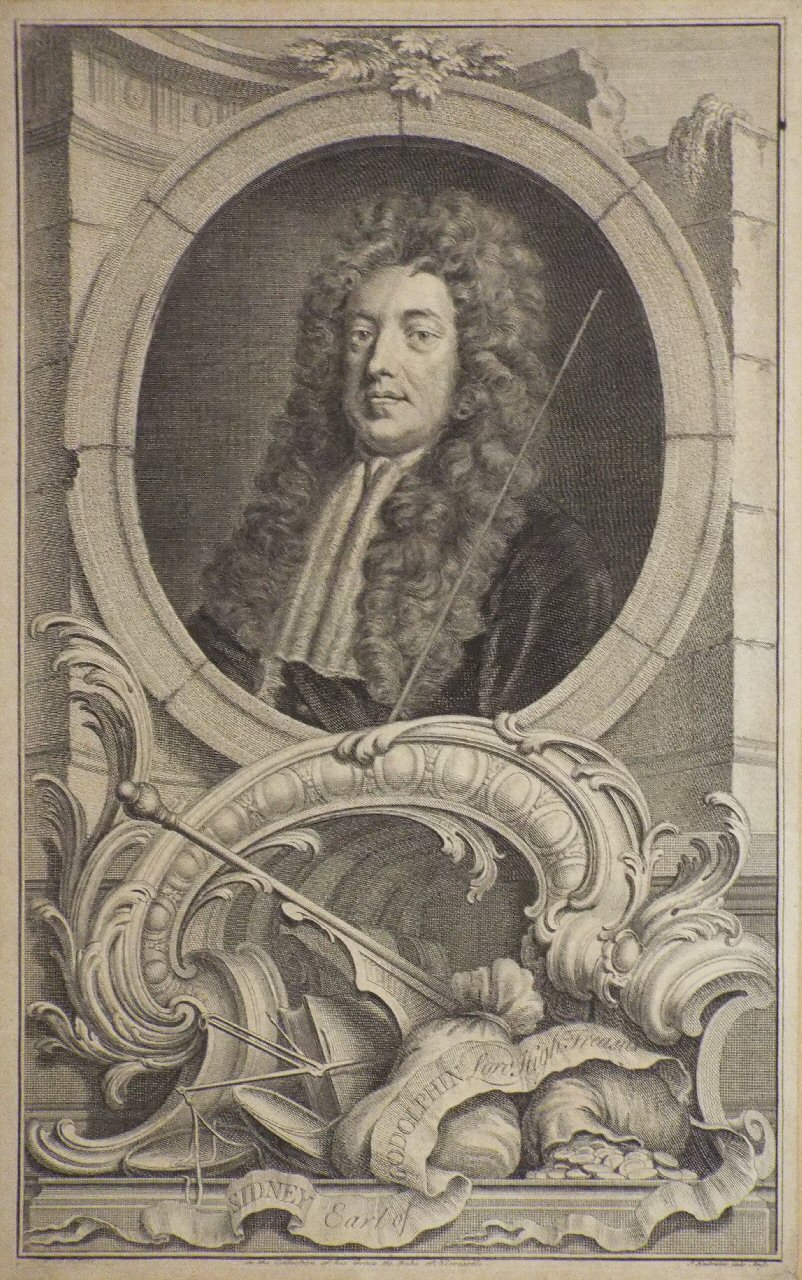 Print - Sidney Earl of Godolphin Lord High Treasur - Houbraken