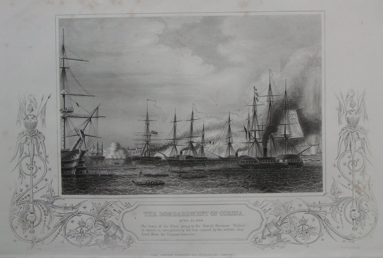 Print - The Bombardment of Odessa April 22 1854 - Greatbach
