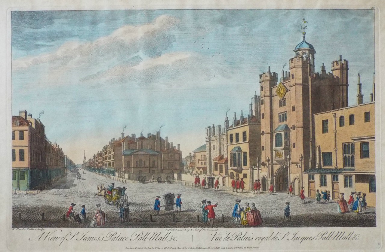 Print - A View of St. James's Palace Pall-Mall, &c.Vue du Palais royal de St. JacquesPall-Mall, &c. - Bowles