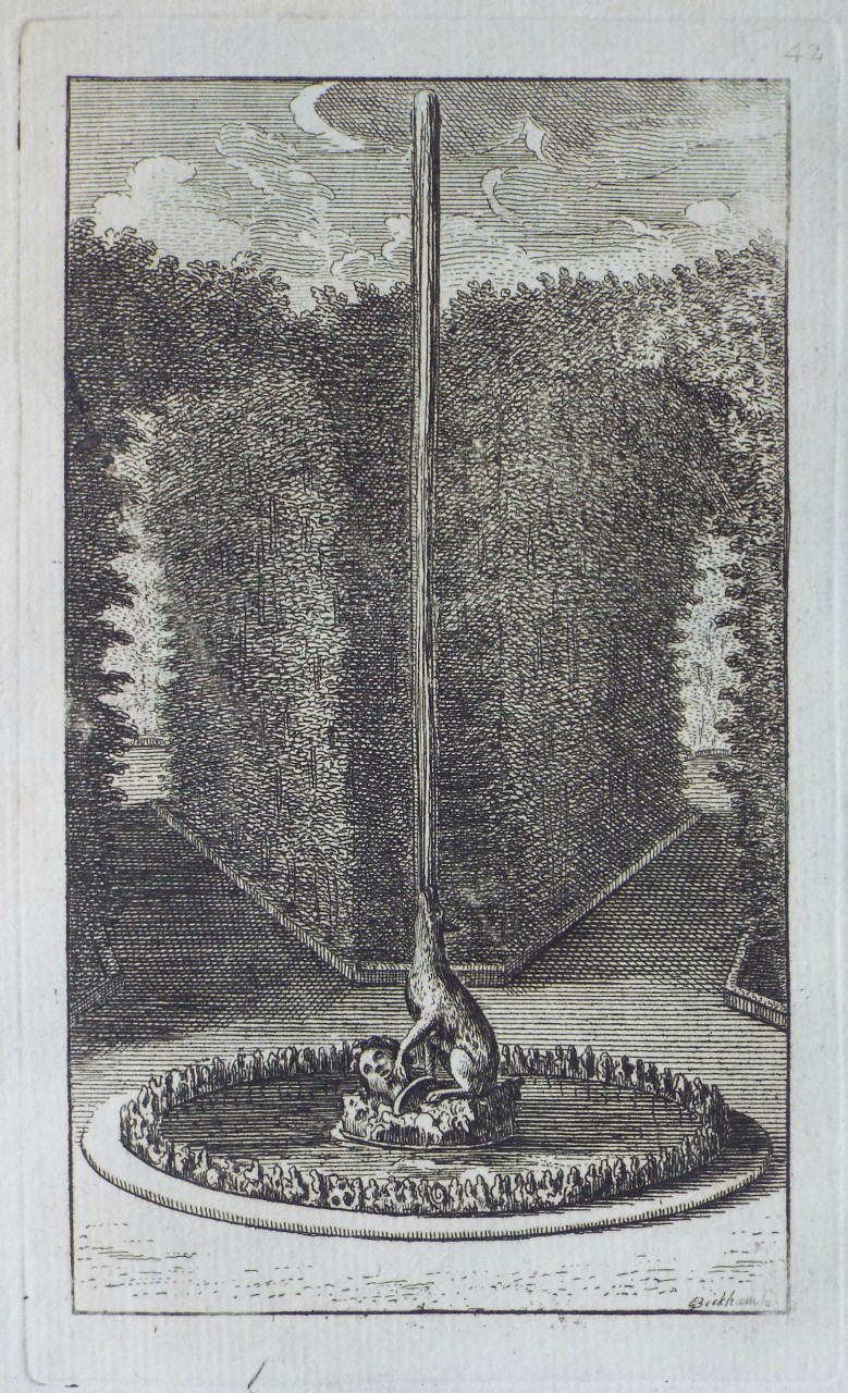 Print - The Fox and the Mask Fountain in the Labyrinth of Versailles - Bickham