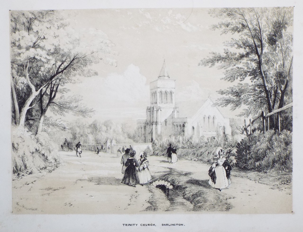 Lithograph - Trinity Church Darlington - Richardson