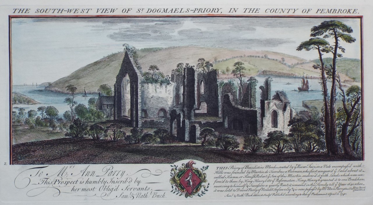 Print - The South-West View of St. Dogmaels-Priory, in the County of Pembroke. - Buck