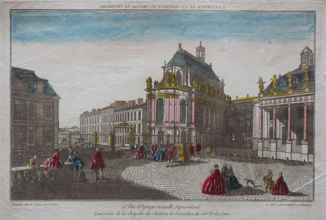Print - 21e. Vue d'Optique nouvelle, representant l'exterieur de la Chapelle du Versailles, du cote de la Cour.