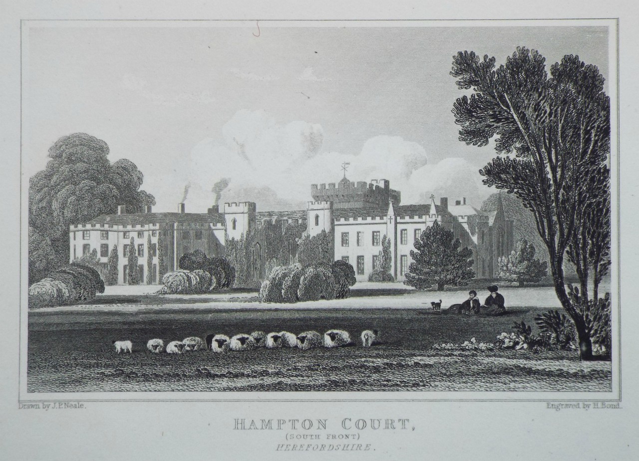 Print - Hampton Court, (South Front) Herefordshire. - Bond