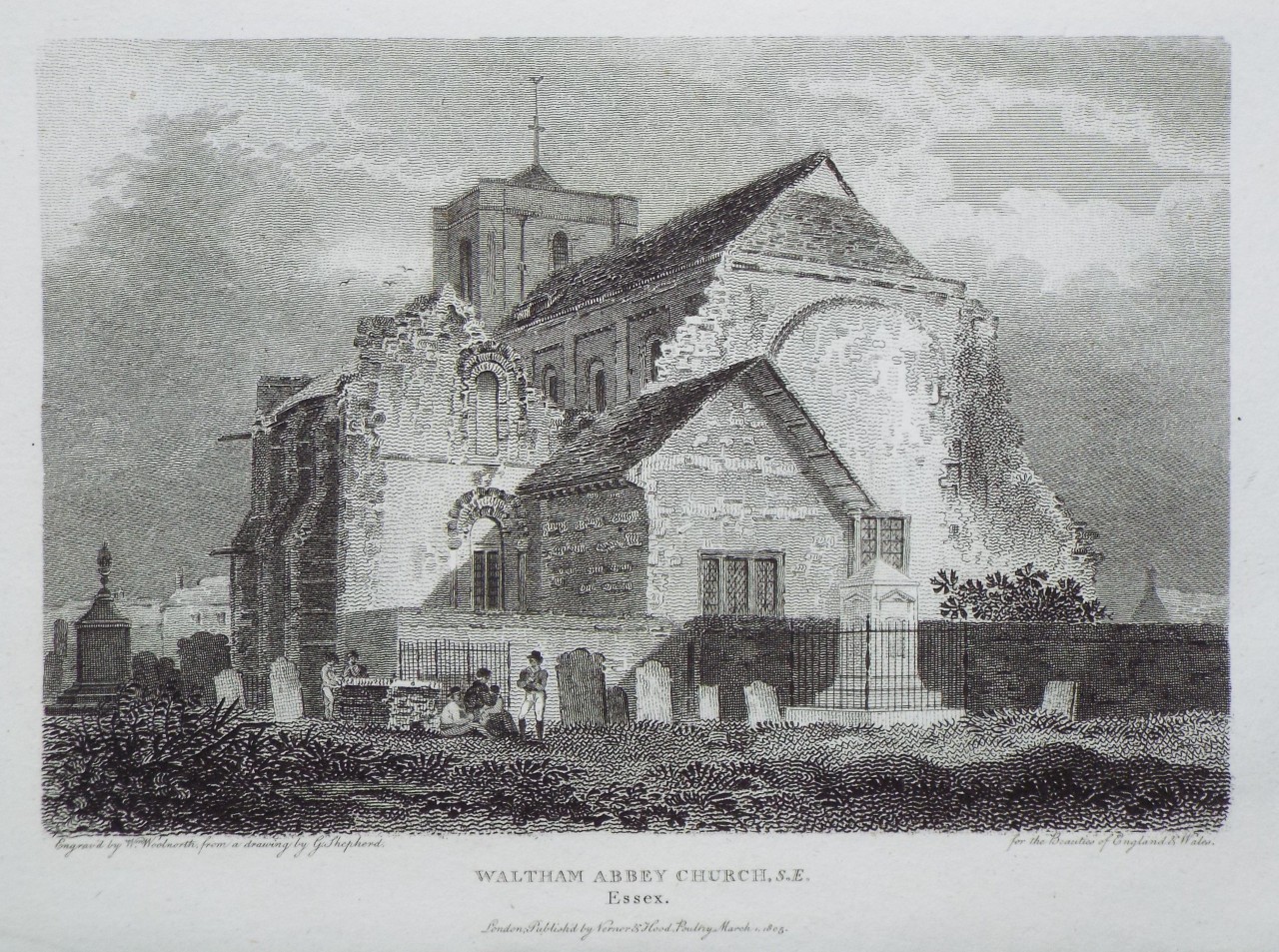 Print - Waltham Abbey Church. S.E. Essex. - Woolnoth
