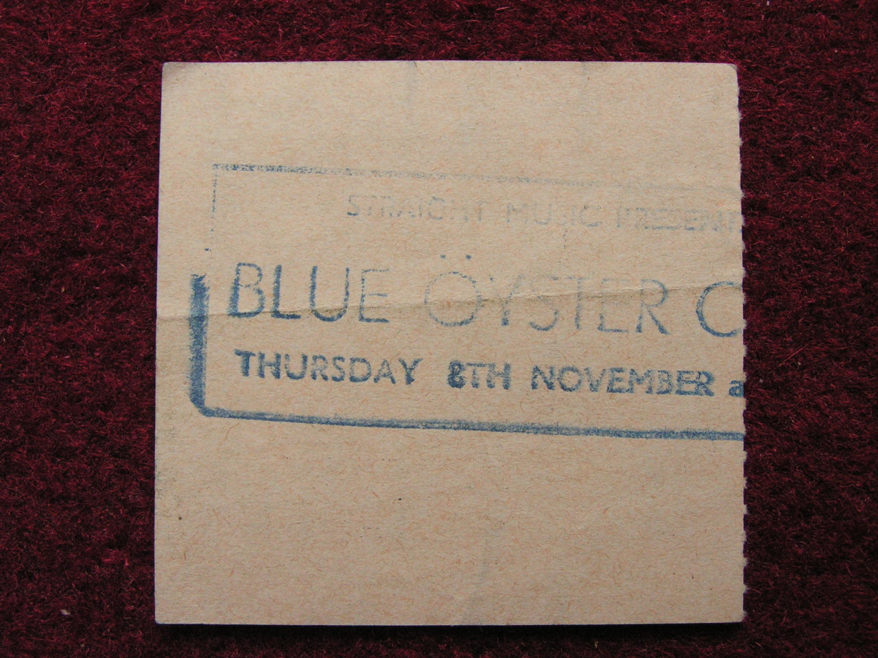 Ticket Stub - Blue Oyster Cult Hammersmith Odeon 8/11/79