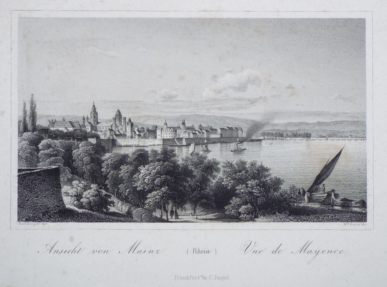 Print - Ansicht von Mainz (Rhein) Vue de Mayence - Lang