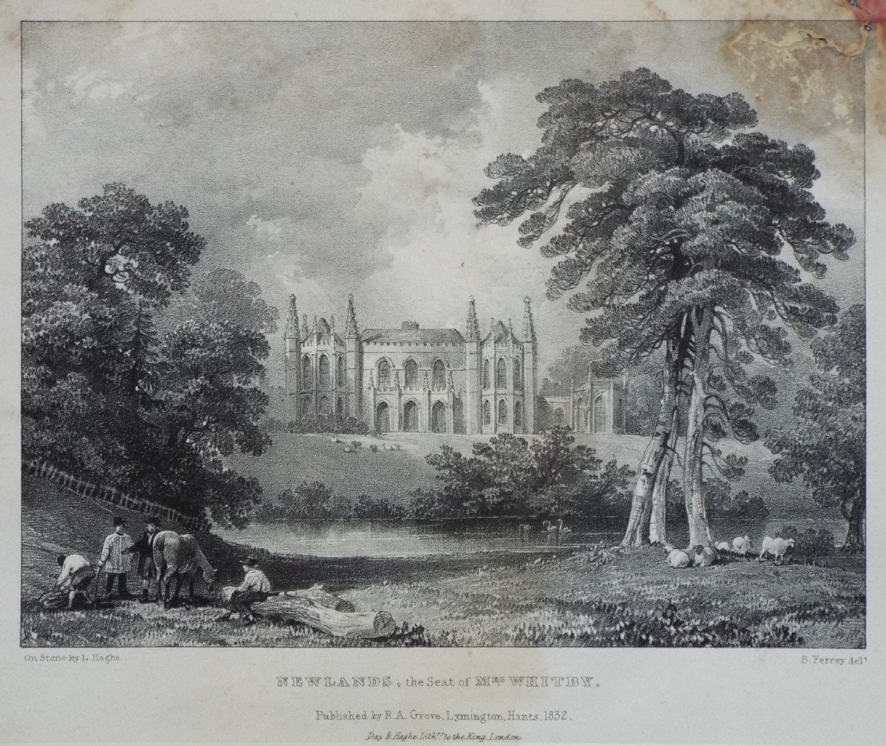 Lithograph - Newlands, The Seat of Mrs Whitby. - Haghe