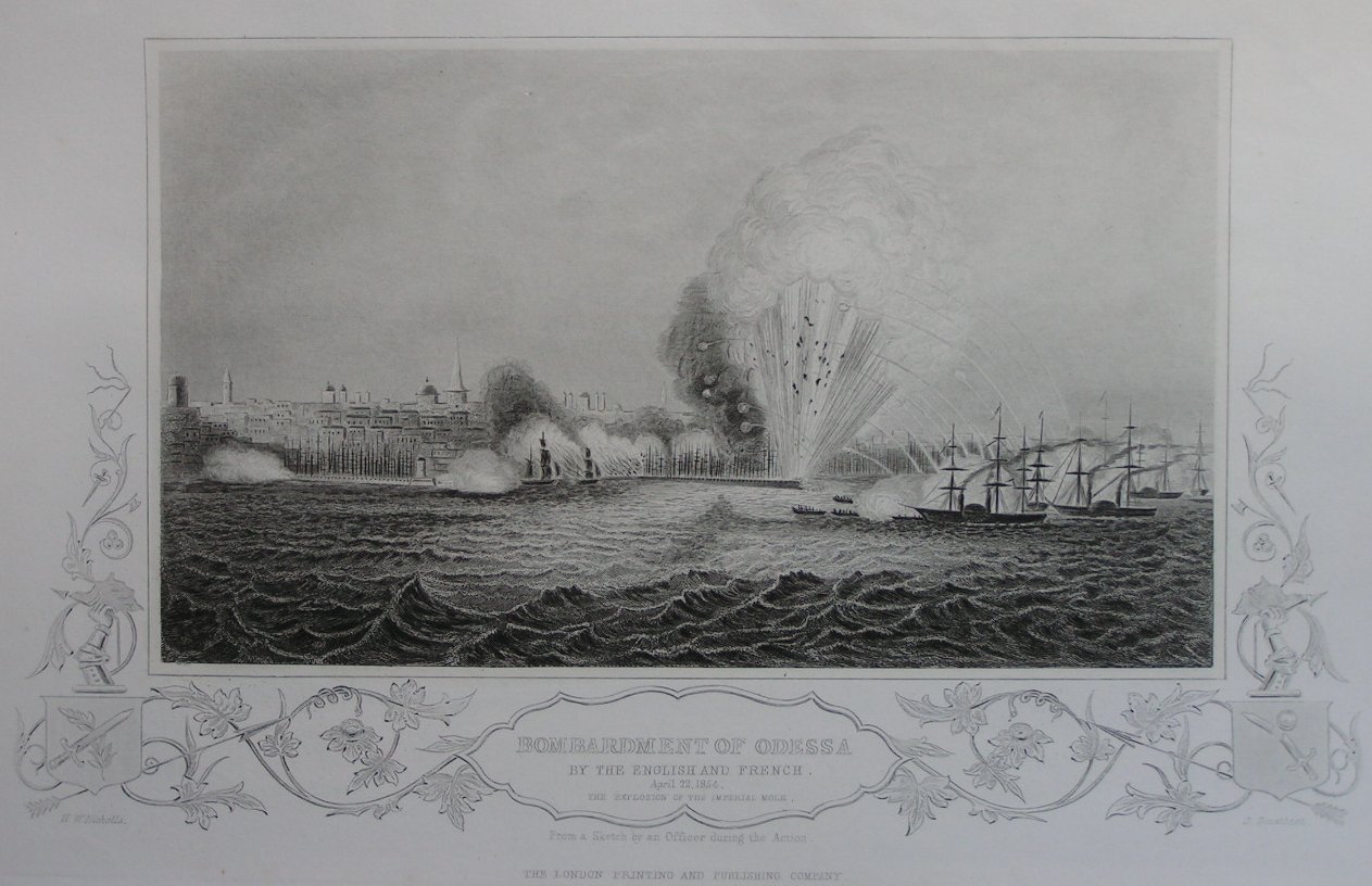 Print - Bombardment of Odessa by the English and French April 22 1854 The Expulsion of the Imperial Mole - Greatbach