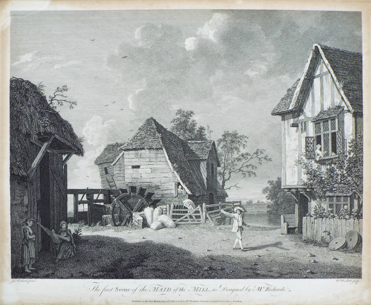 Print - The First Scene of the Maid of the Mill, as Designed by Mr. Richards. - Woollett