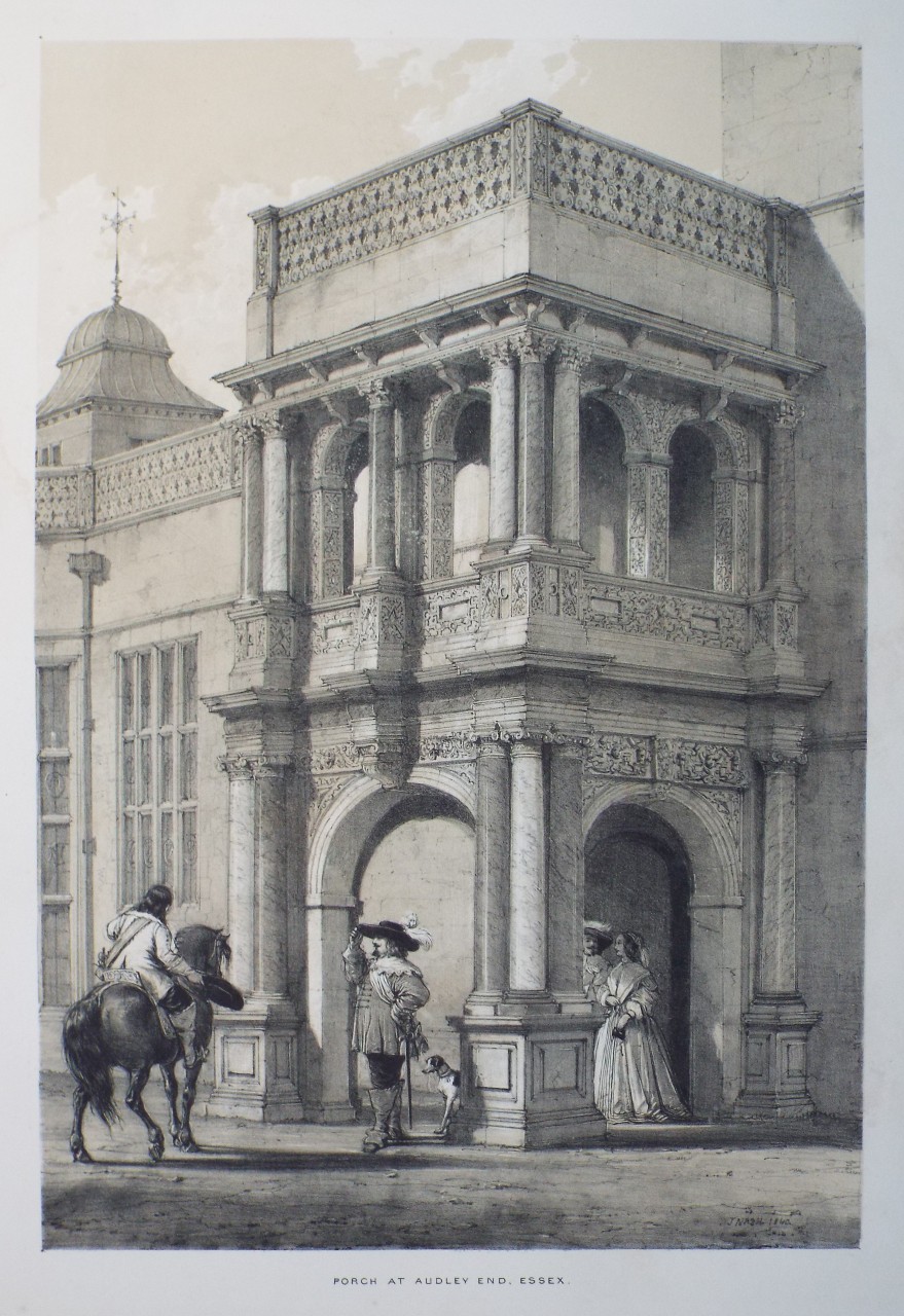 Lithograph - Porch at Audley End, Essex. - Nash