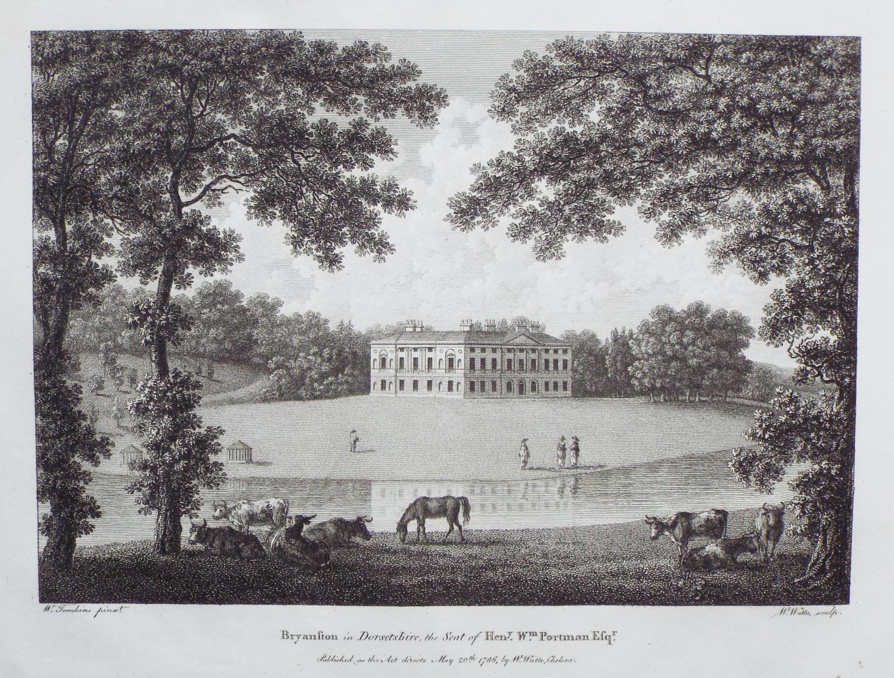 Print - Bryanston in Dorsetshire, the Seat of Heny. Wm. Portman Esqr. - Watts