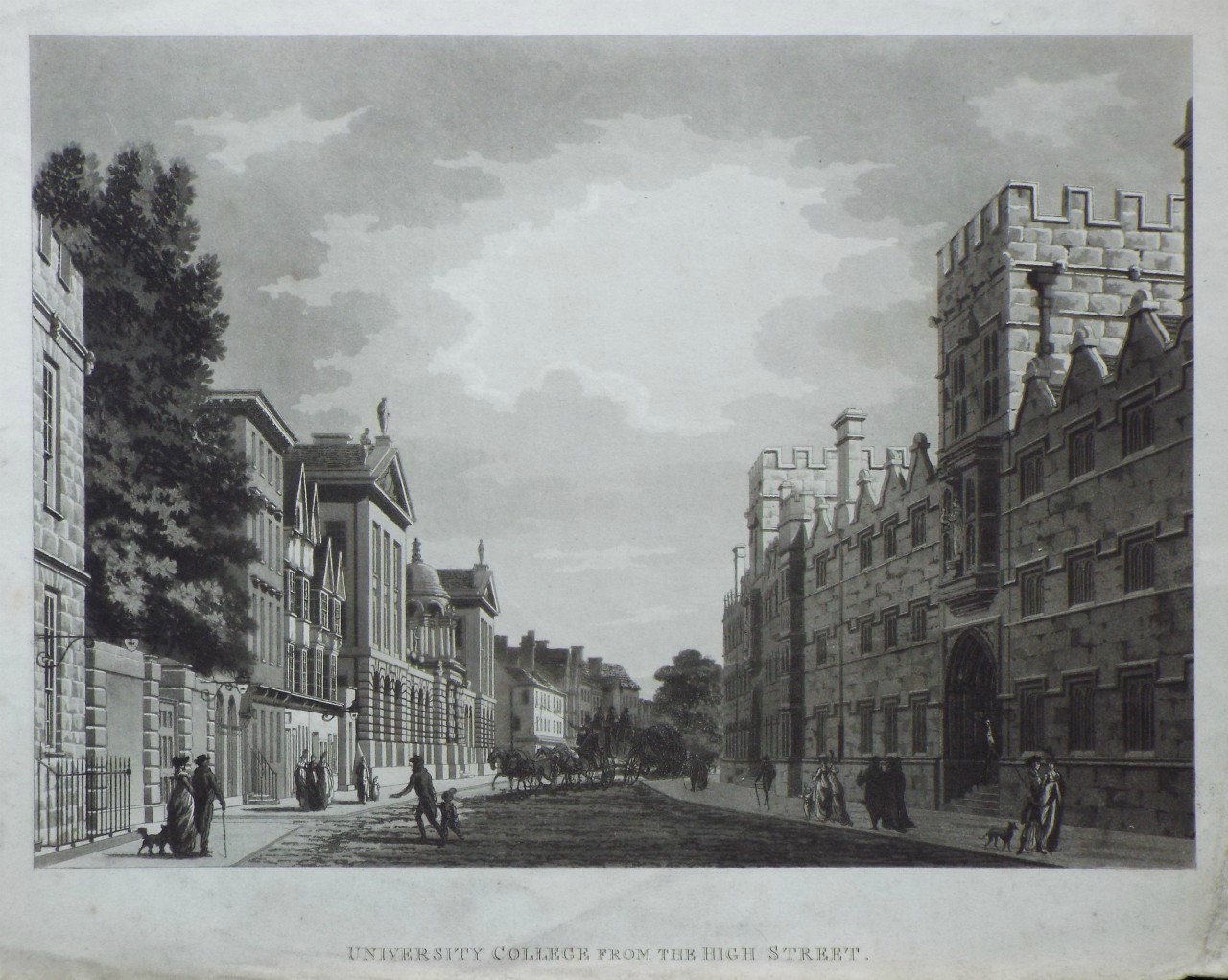 Aquatint - University College from the High Street. - Malton