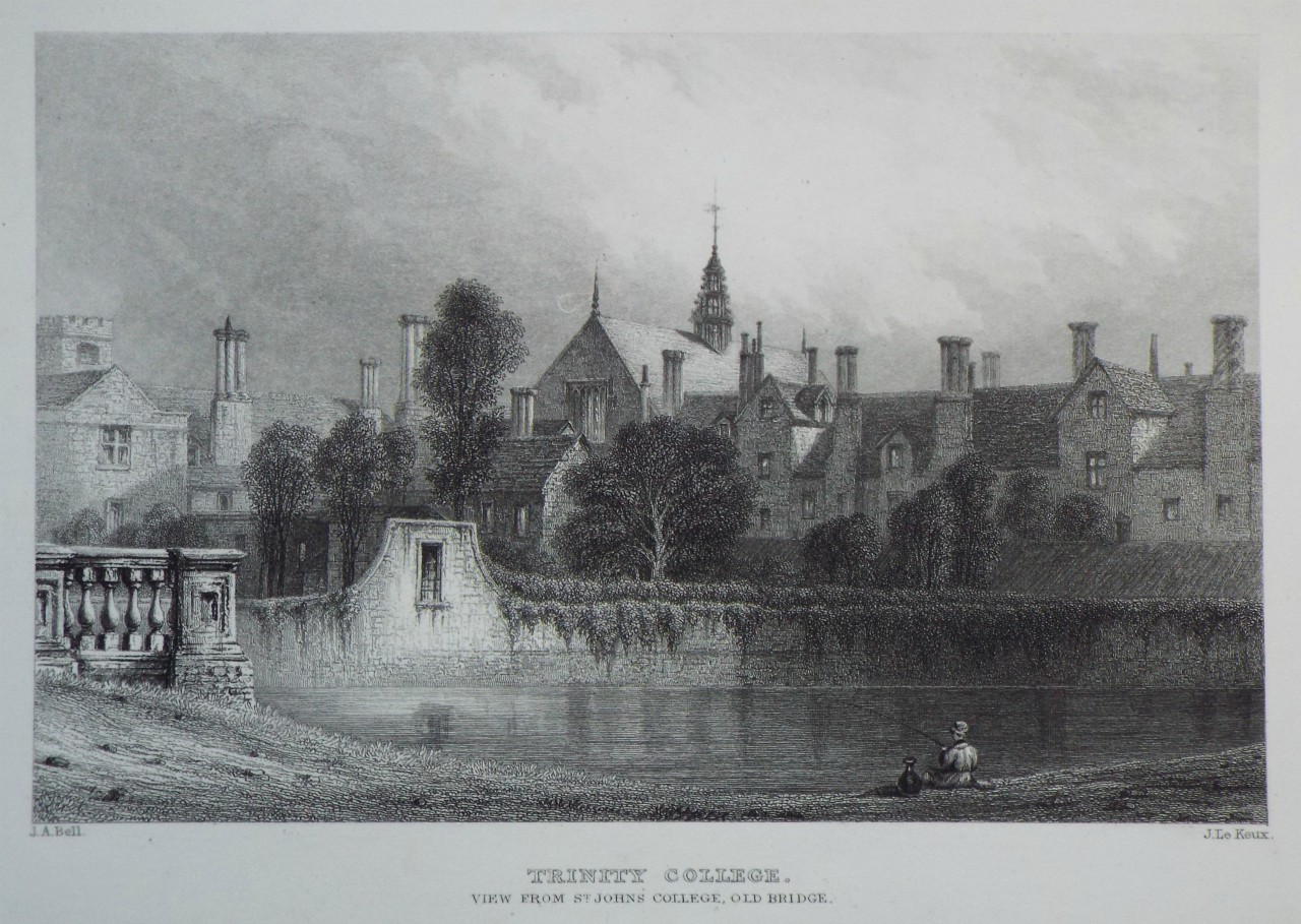 Print - Trinity College. View from St. John's College Old Bridge. - Le
