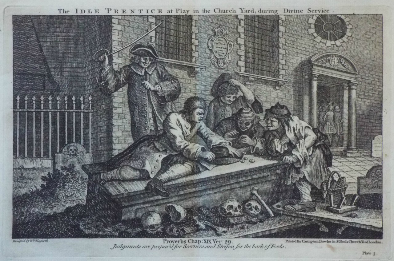 Print - The Idle 'Prentice at Play in the Church Yard, during Divine Service.