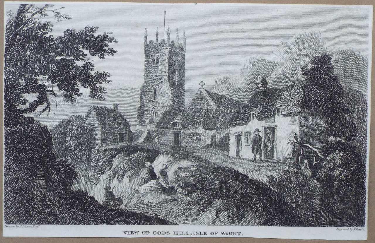Print - View of Gods Hill, Isel of Wight. - Rawle