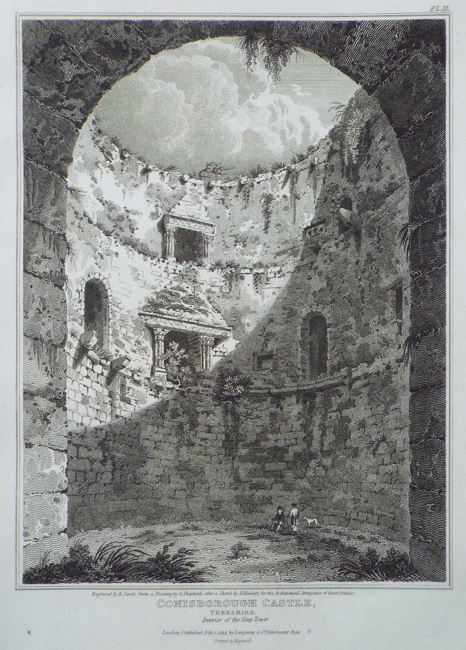 Print - Conisbrough Castle, Yorkshire. Interior of the  Keep Tower - Sands