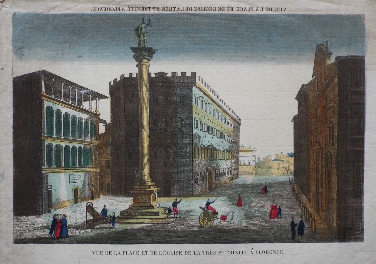 Print - Vue de la Place et l'Eglise de la Tres Ste. Trinite a Florence.