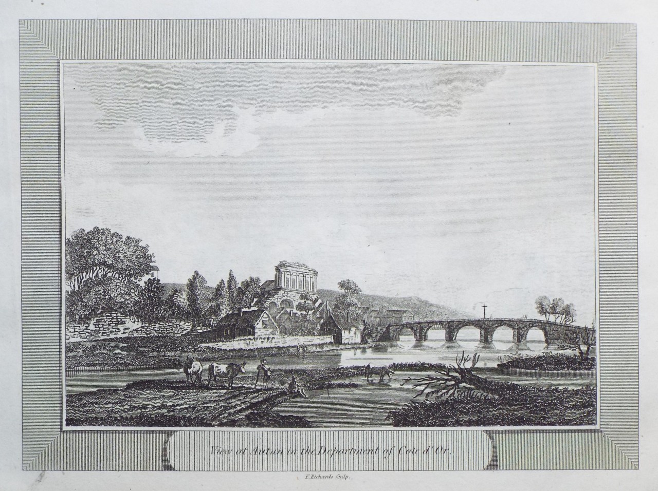 Print - View at Autun in the Department of Cote d'Or. - Richards