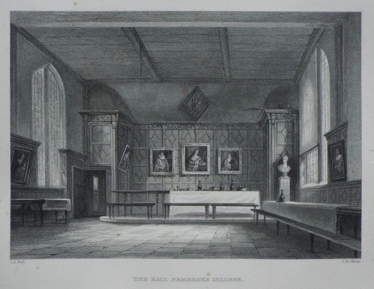 Print - The Hall, Pembroke College. - Le