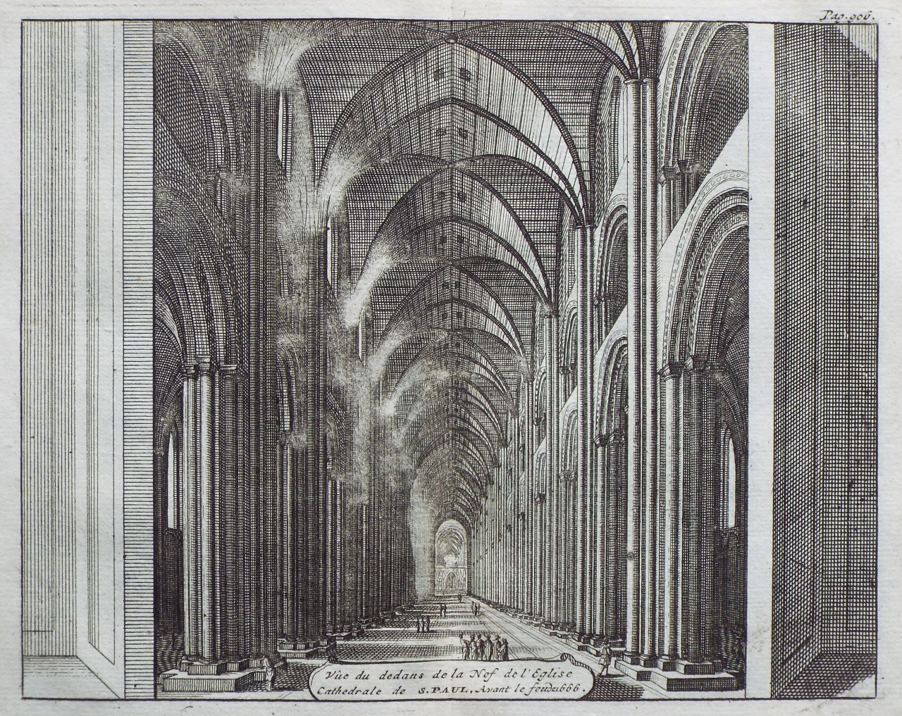 Print - Vue du dedans de la Nef de l'Eglise Cathedrale de S. Paul, Avant le feu du 1666.