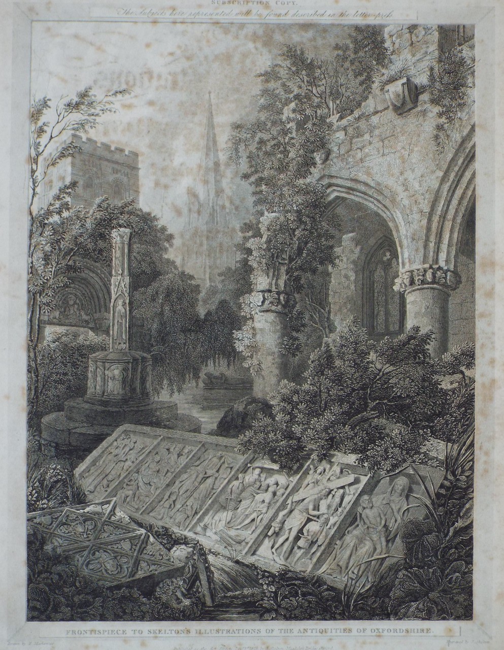 Print - Frontispiece to Skelton's Illustrations of the Antiquities of Oxfordshire. - Skelton