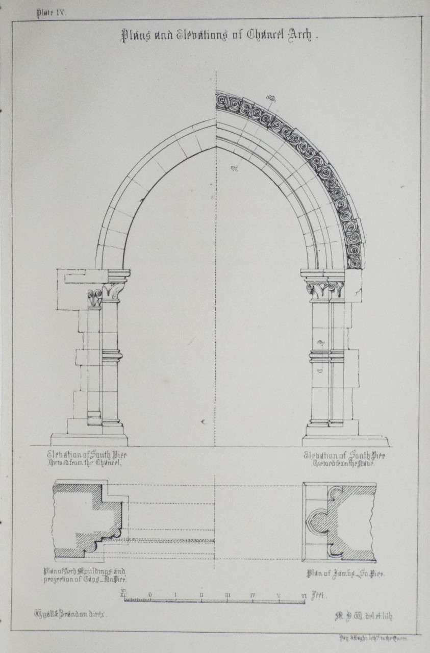 Lithograph - Plans and Elevations of Chancel Arch. - M.