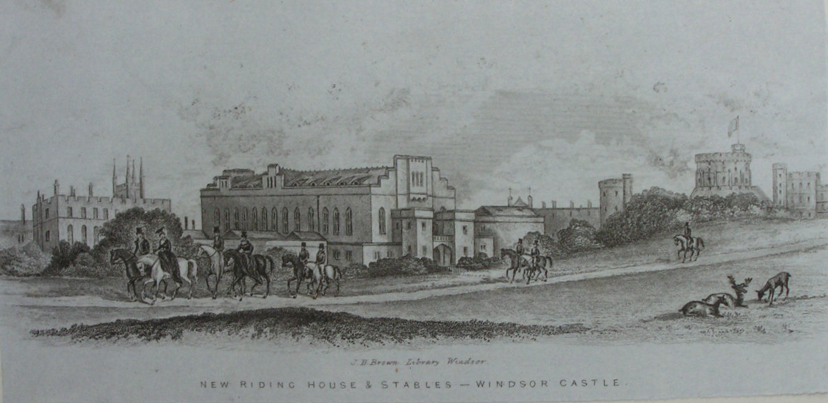 Lithograph - New Riding House & Stables - Windsor Castle