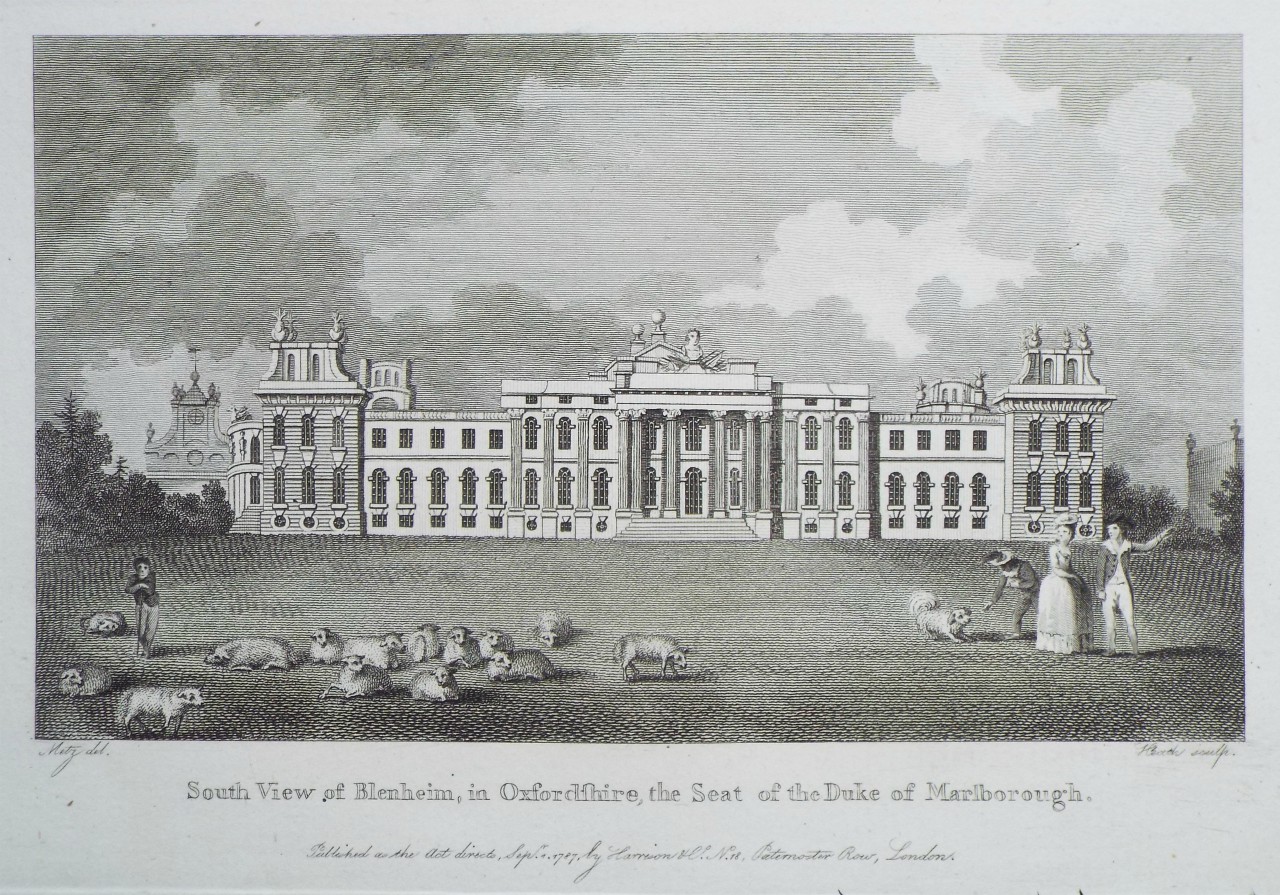 Print - South View of Blenheim, in Oxfordshire, the Seat of the Duke of Marlborough. - 