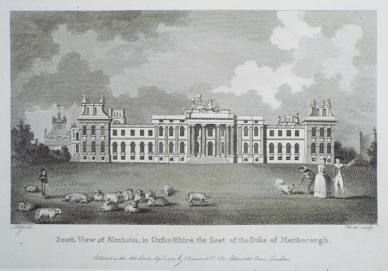 Print - South View of Blenheim, in Oxfordshire, the Seat of the Duke of Marlborough. - 
