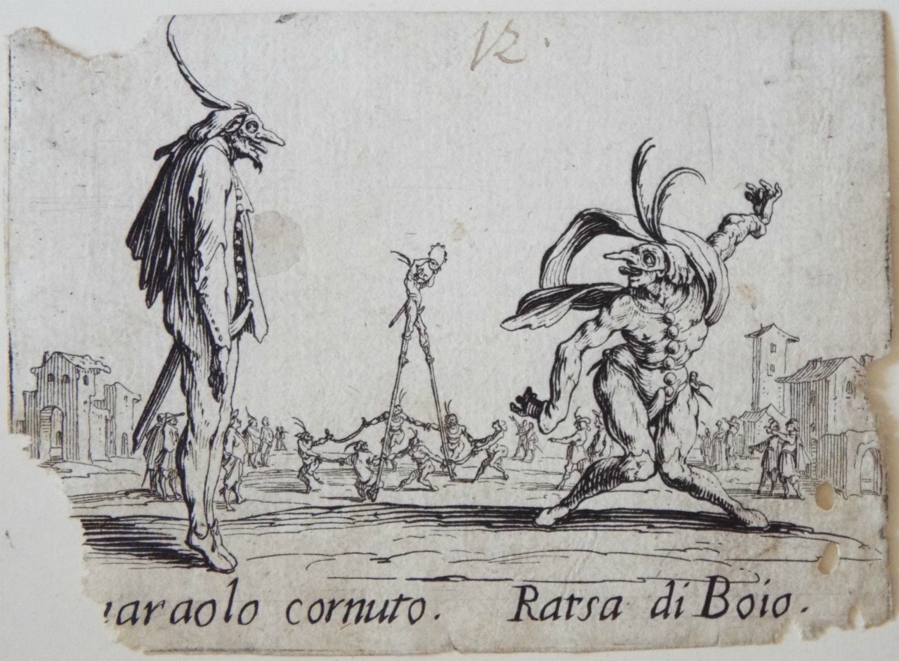 Etching - Smaraolo cornuto. Ratsa di Boio. - Callot