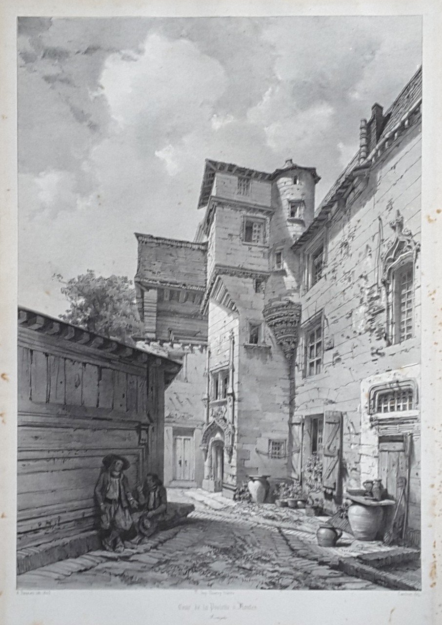 Lithograph - Cour de la Psalette a Nantes. - Dauzats