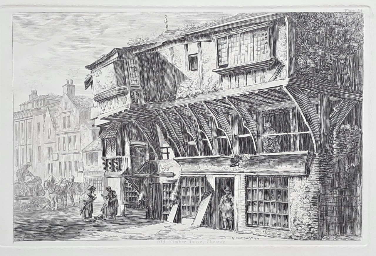 Etching - Old Timber House, Chester. - Cuitt